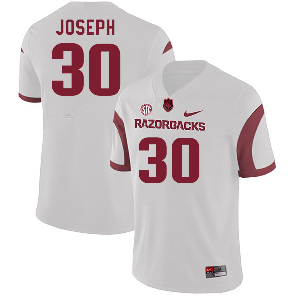 Men #30 Ethan Joseph Arkansas Razorback College Football Jerseys Stitched Sale-White - Click Image to Close